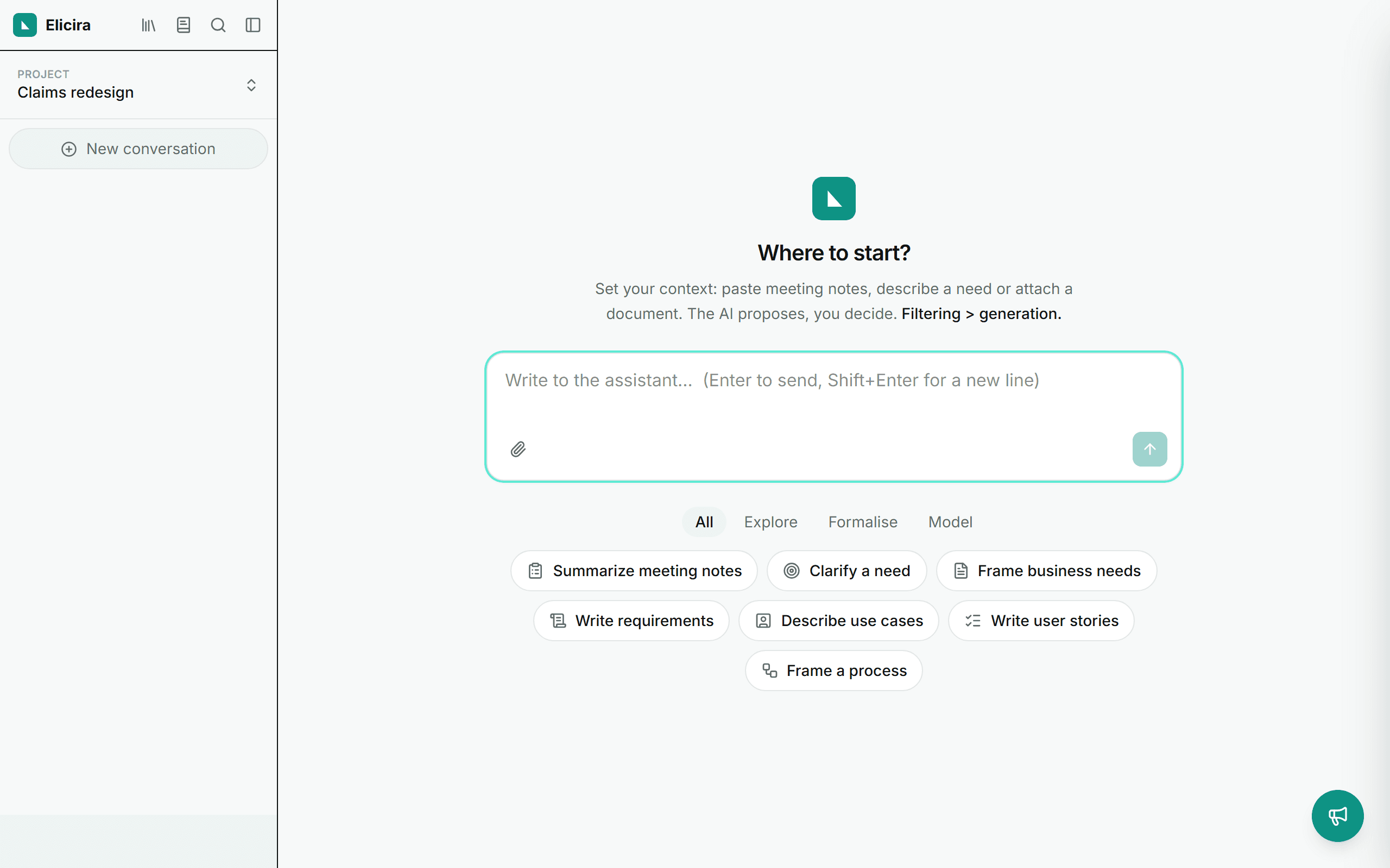 The home screen of a new thread, with its four starters.